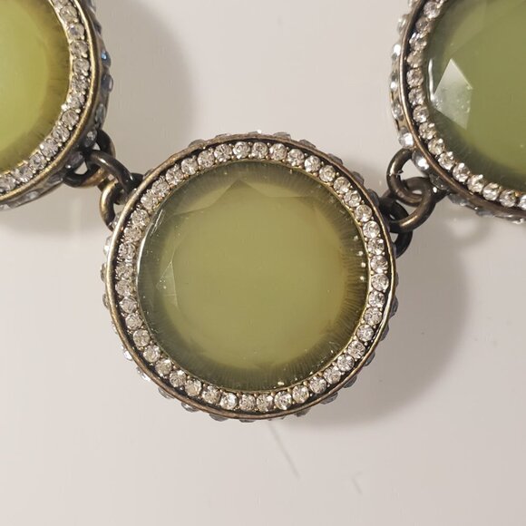 BANANA REPUBLIC Statement Necklace with String of Large Lite Green Circles - Picture 2 of 8